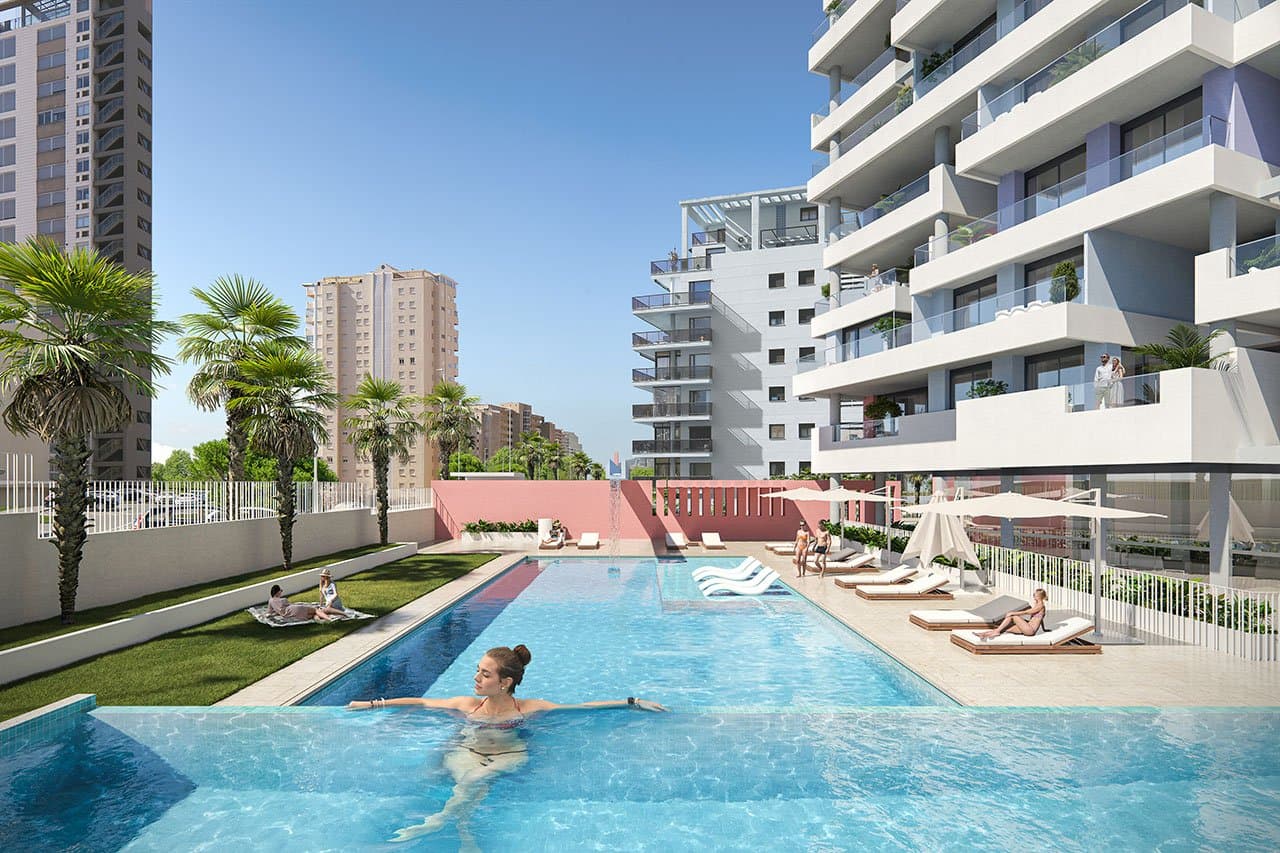 Fantastische Wohnungen mit 2 Schlafzimmern, 2 Badezimmern, Klimaanlage, Tiefgaragenstellplatz, Gemeinschaftspool und Meerblick