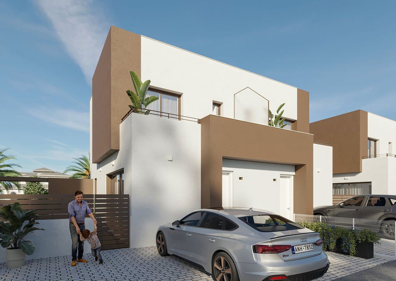 Moderne Doppelhaus-Villen mit 3 Schlafzimmern, 3 Bädern und Gemeinschaftspool nur 500 m vom kilometerlangen Sandstrand