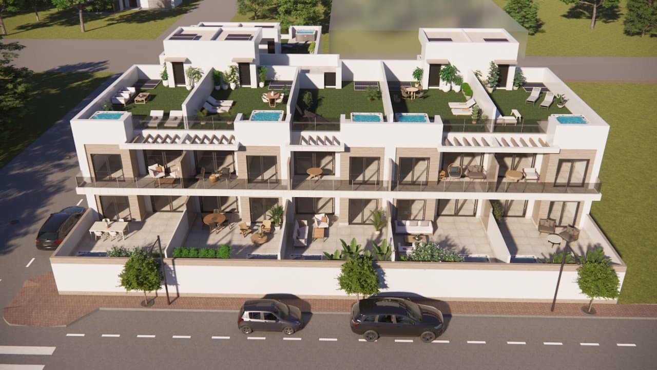 Obergeschoss-Wohnungen mit 2 Schlafzimmern, 2 Bädern, Dachterrasse, Vorinstallation Klimaanlage, Fußbodenheizung in Bädern und optionalem Whirlpool