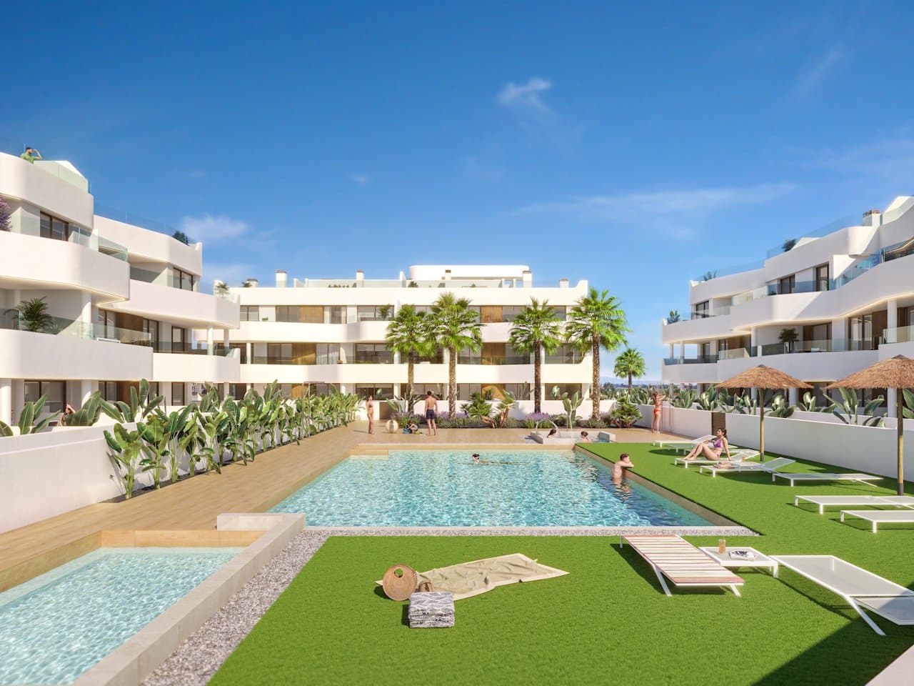 Penthouse-Wohnungen mit 3 Schlafzimmern, 2 Bädern, Dachterrasse, Tiefgaragenstellplatz und Gemeinschaftspool in der Golfanlage La Serena Golf