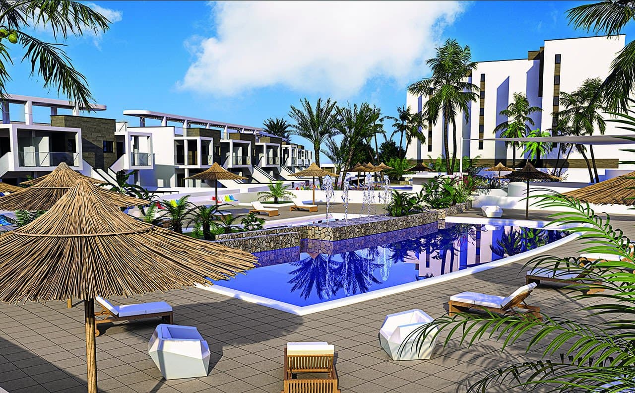 Appartements mit 2 Schlafzimmern und 2 Bädern in abgeschlossener Anlage mit Gemeinschaftspools nur 600 m vom Strand