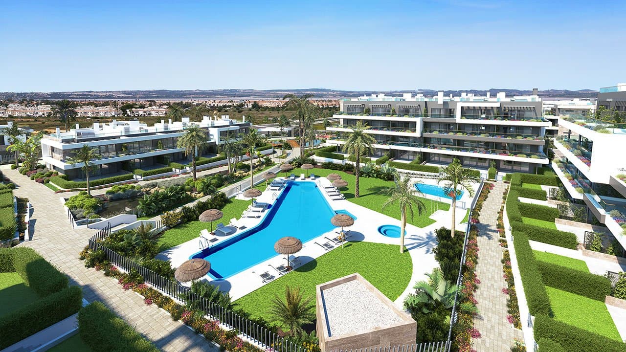 Penthouse-Wohnungen mit 3 Schlafzimmern, 2 Bädern, Dachterrasse, Kfz-Stellplatz, Gemeinschaftspools und beheizten Whirlpools