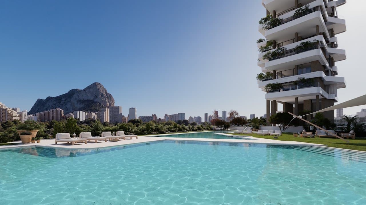 Luxus-Wohnungen mit 2 Schlafzimmern, 2 Bädern und Meerblick in exklusiver Anlage mit Außenpools und Wellness-Bereich nur 900 m vom Strand