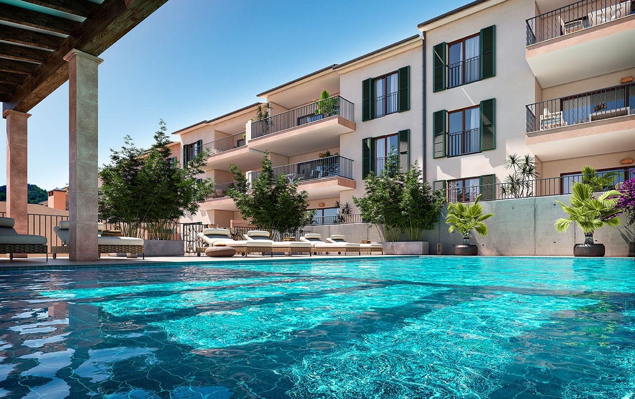 Appartements mit 2 Schlafzimmern, 2 Bädern, Klimaanlage, Gemeinschaftspool, Tiefgaragenstellplatz und Meerblick