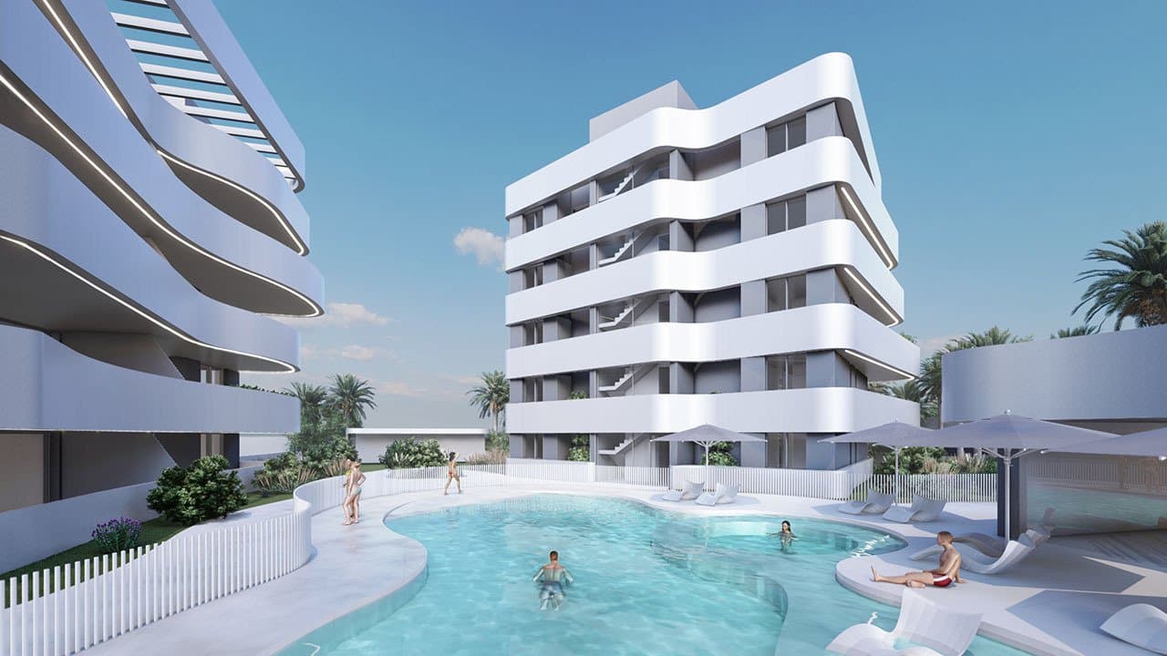 Penthouse-Wohnungen mit 2 Schlafzimmern, 2 Bädern, Klimaanlage und Einbauküchen mit Elektrogeräten in abgeschlossener Anlage mit Gemeinschaftspool